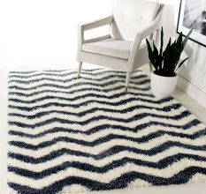 Handcrafted Black Shaggy Bedroom Rug